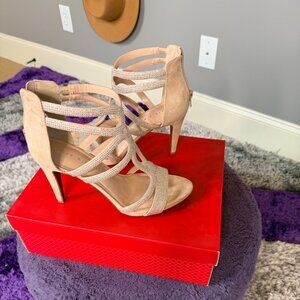 Rhinestone Open Toe Sandal Heel